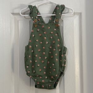 Carter's Baby Girl Green Floral Bubble with Ruffled Sleeves